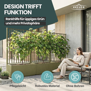 Set: 2 x XL SPALIER 'Ethica' - 80 x 36 x 140 cm - in Struktur Optik - breite Version - in Olivgrün
