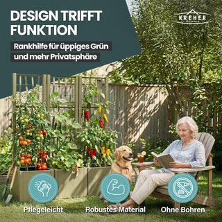 Set: 2 x XL SPALIER 'Ethica' - 36 x 36 x 140 cm - in Struktur Optik - schmale Version - in Olivgrün