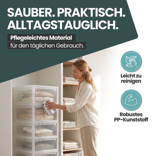 Set: 2 x Schubladenbox Größe XL, Volumen 36 Liter (weiss, transparent)