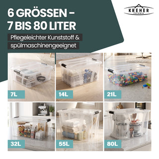 3 x Aufbewahrungsbox 'Master' Box mit Deckel - 14 Liter Volumen, in Transparent