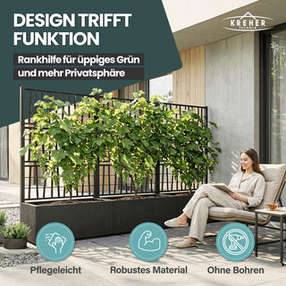 Set: 2 x XL SPALIER 'Ethica' - 80 x 36 x 140 cm - in Struktur Optik - breite Version - in Anthrazit