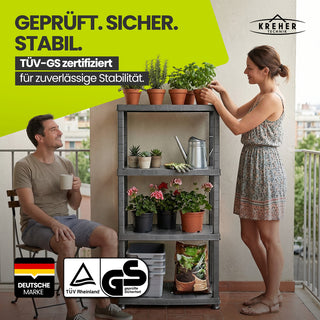 3 x Kunststoffregal „Neo“ mit 4 Böden - 30 kg pro Boden - Grau