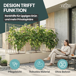 XL SPALIER 'Ethica' - 80 x 36 x 140 cm - in Struktur Optik - breite Version - in Beige