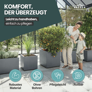 XL Pflanzkübel 'Millennium' 100 Liter, rechteckig in Grau