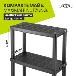 Kunststoffregal „Neo“ mit 4 Böden - 30 kg pro Boden - Schwarz