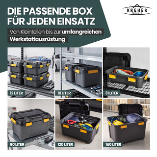 Wasserdichte Aufbewahrungsbox 'Bunker' 55 Liter mit Deckel - IP67 (Set wählbar)