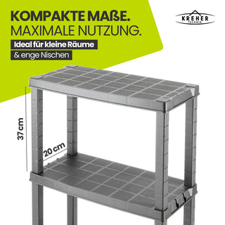 Kunststoffregal „Neo“ mit 4 Böden - 30 kg pro Boden - Grau