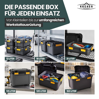 Wasserdichte Aufbewahrungsbox 'Bunker' 80 Liter mit Deckel - IPX7 (Set wählbar)