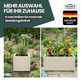 3 x Pflanzkasten "Ethica" in Struktur Optik schmale Version (Beige)