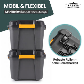 Wasserdichte Aufbewahrungsbox 'Bunker' 80 Liter mit Deckel - IPX7 (Set wählbar)