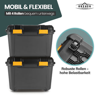 Wasserdichte Aufbewahrungsbox 'Bunker' 55 Liter mit Deckel - IP67 (Set wählbar)