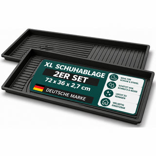 2 x Mehrzweckablage Gr. XL in Schwarz - 72 x 36 cm - mit erhöhtem Rand - aus Kunststoff