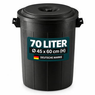 XL Abfalltonne 70 Liter Volumen mit Deckel, Schwarz