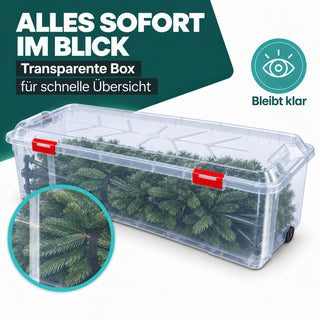 XXL Weihnachtsbaumbox 163 Liter, in transparent, rollbar - 1 Stück