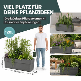 Rollbarer XXL Pflanzkasten 'LIKE' 100 cm, rechteckig (Set/Farbe wählbar)