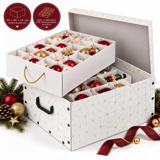 Karton für Christbaumkugeln Dekor: Retro Weiß / Gold