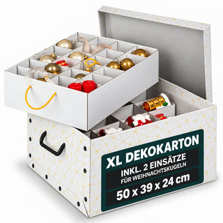 Karton für Christbaumkugeln Dekor: Retro Weiß / Gold