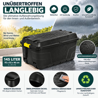 XXL Transportbox "Heavy Duty" mit Deckel - rollbar - 145 Liter Volumen