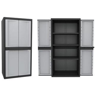 Set: 2 x Kreher - Jumbo-Schrank mit 3 Böden (schwarz, grau)