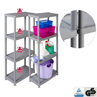 Set: 2 x PRIMO - Kunststoffregal 12 Zoll (Grau)