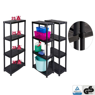 Set: 3 x PRIMO - Kunststoffregal 12 Zoll (Schwarz)