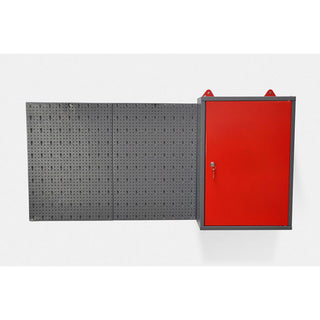 Bundle: Werkstattschrank mit 1 Tür + Hakenwand bestehend aus 2 Lochwandblechen mit 20 Lochwandhaken