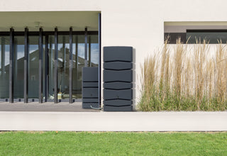 XXL Wassertank "AQUA TOWER" 650 Liter in Anthrazit (GLATTE OPTIK) mit Füllautomat und Wasserhahn