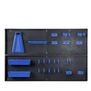 Blaue Werkzeuglochwand aus Kunststoff mit 24 teiligem Hakenset, 80 x 50 cm (Set wählbar)