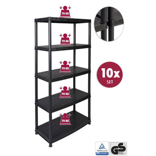 Set: 10 x DELUXE - Schwerlastregal 18 Zoll (Schwarz)