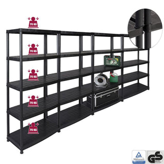 Set: 4 x DELUXE - Schwerlastregal 18 Zoll (Schwarz)