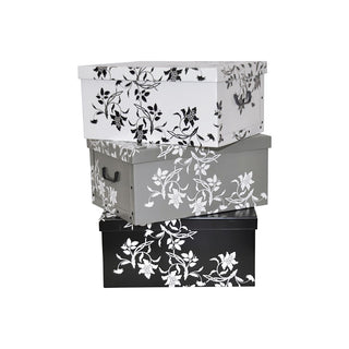 Set: 3 x Dekokarton - Motive: Barock Schwarz, Weiss, Grau