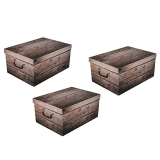 3 x Dekokarton - Motiv: Holz Grau (Shabby Wood)