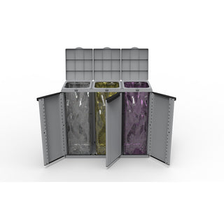 EcoCab3 - XL Kunststoffschrank mit Müllsackhalter und 3 Klappdeckeln
