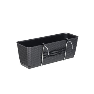 Set: 4 x Stück Rattan-Balkontopf RATOLLA: 50 cm in Anthrazit
