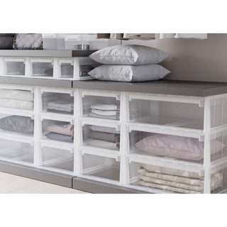 Set: 2 x Schubladenbox 52 Größe XXL, 48 Liter - extra tief und hoch (weiss, transparent)