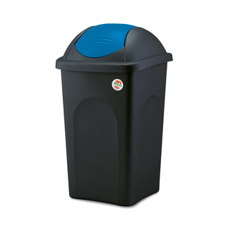 Set: 3 x Abfalleimer mit Schwingdeckel 60 Liter in Blau, Grün und Gelb
