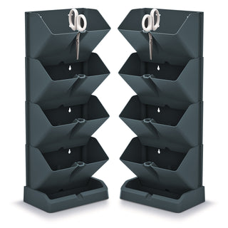 Set: 2 x Vertikaler Pflanztopf mit 4 Ebenen in Anthrazit