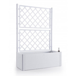 XL Spaliere / Pflanzkasten Rattan-Optik in Weiß (Größe wählbar)