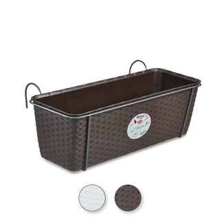 Pflanzkasten in Rattan-Optik mit Metallaufhängung, Breite 50 cm (Farbe wählbar)