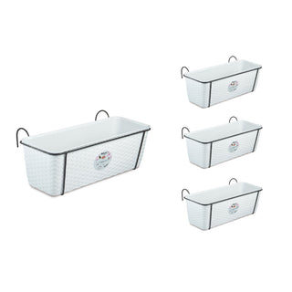 Set: 4 x Pflanzkasten in Rattan-Optik mit Metallaufhängung, Breite 50 cm (Farbe wählbar)