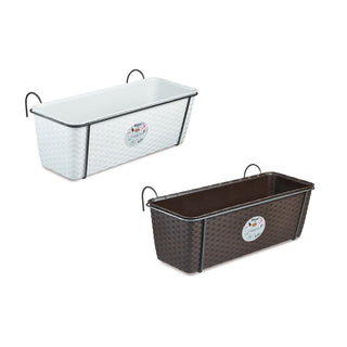 Pflanzkasten in Rattan-Optik mit Metallaufhängung, Breite 50 cm (Farbe wählbar)