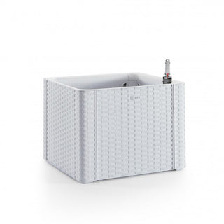 XL Spaliere / Pflanzkasten Rattan-Optik in Weiß (Größe wählbar)