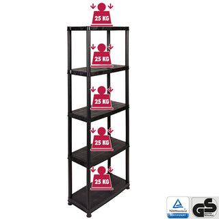 Set: 2 x PRIMO PLUS - Kunststoffregal 12 Zoll (Schwarz)