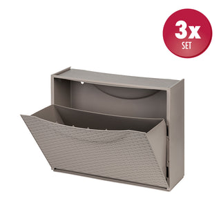 Set: 3 x Schuhkipper in Rattan-Optik, Farbe: Taupé