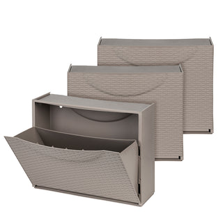 Set: 3 x Schuhkipper in Rattan-Optik, Farbe: Taupé