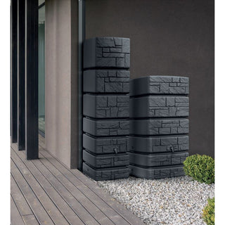 XXL Wassertank "Tower Stone" 350 Liter in Stein Optik Anthrazit (STEIN OPTIK) mit Füllautomat und Wasserhahn