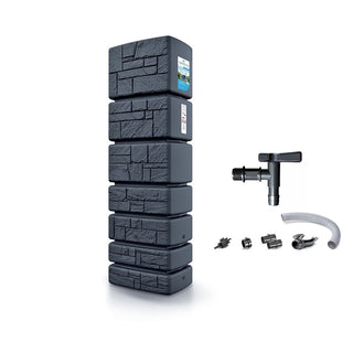XXL Wassertank "Tower Stone" 350 Liter in Stein Optik Anthrazit (STEIN OPTIK) mit Füllautomat und Wasserhahn