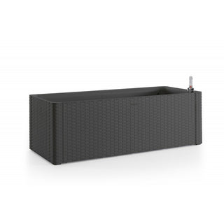 Set: 2 x XL PFLANZKASTEN mit Wasserspeicher Rattan (breite Version) Farbe: Anthrazit