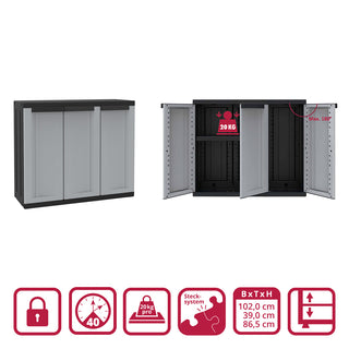 C-Twist Dreitüriger Multifunktionsschrank in Schwarz/Grau (Modell wählbar)