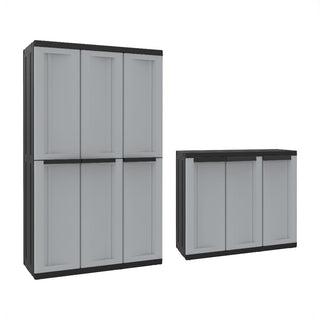 C-Twist Dreitüriger Multifunktionsschrank in Schwarz/Grau (Modell wählbar)